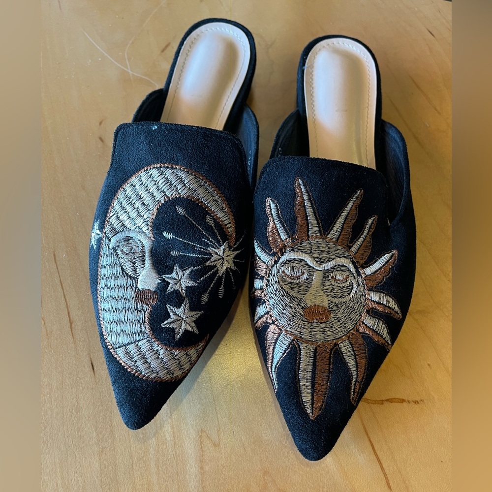 Embroidered leather mules from Shein